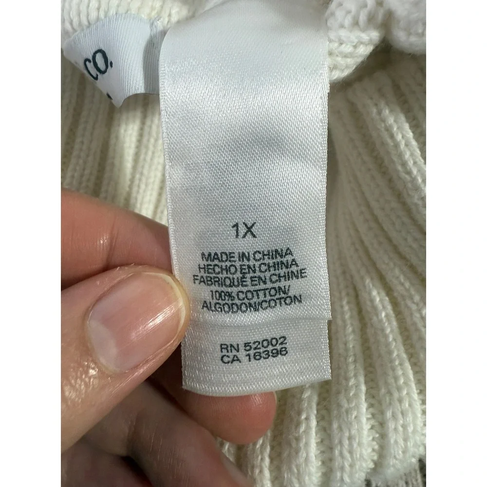 Liz&Co 1X Chunky Patchwork‎ Turtleneck Plus Sweater Cozy Neutral Holiday Casual